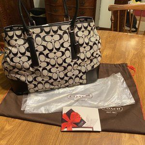 Vintage COACH Signature Canvas Tote Bag (Black/Grey)